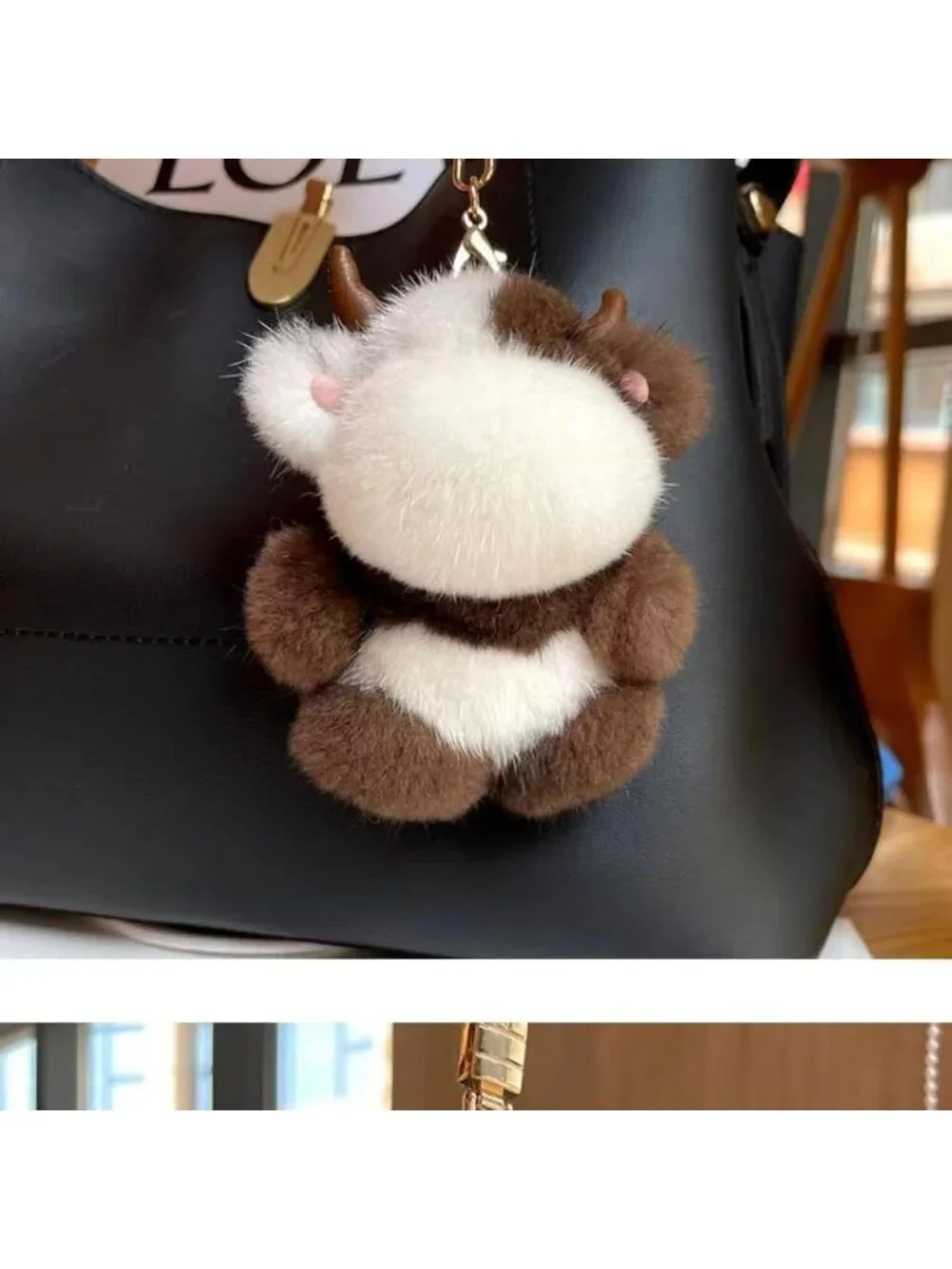 Cute Plush Cow Keychain | Soft Animal Key Chain for Bags & Car Keys | Perfect